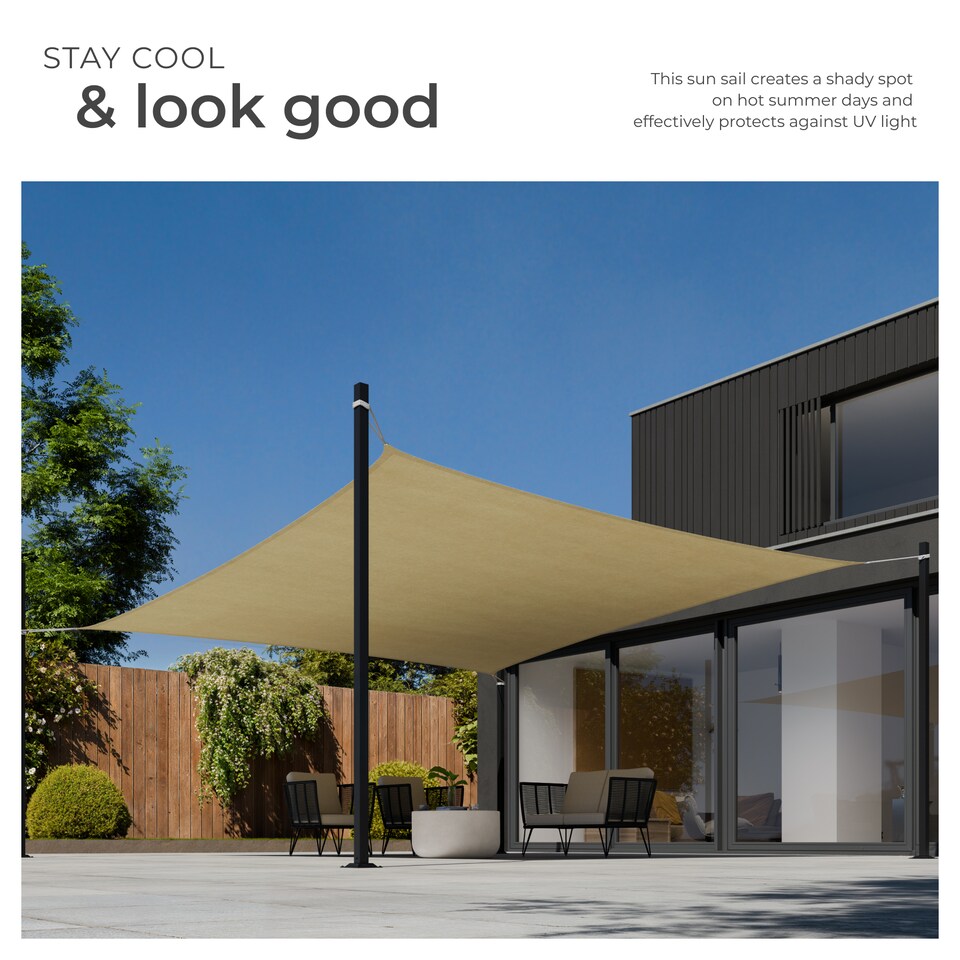 image 1 of Shade Sail - rectangular with UV protection 50, water-repellent | Cream | beige | 5.4 x 5.4 m | 1