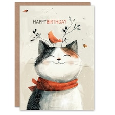 Pet Bird On Head Girl Boy Kids Cat Daughter Son Birthday Card