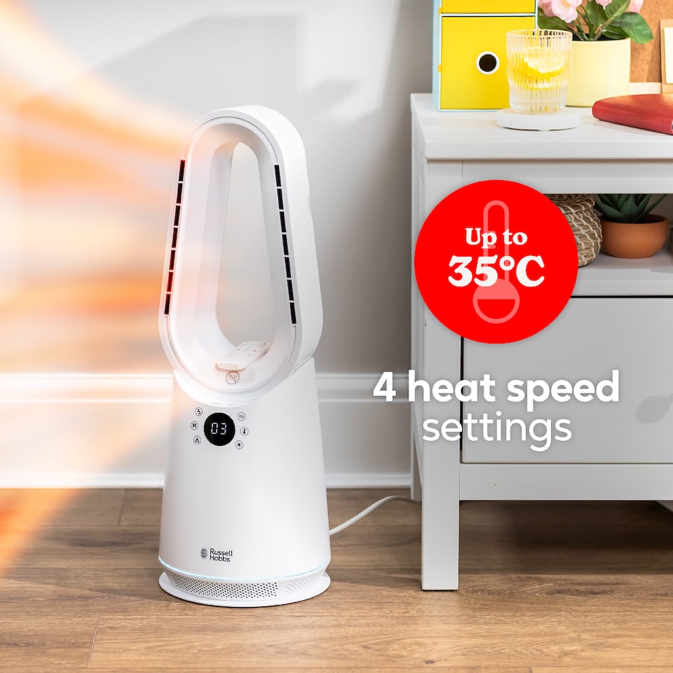 image 1 of Russell Hobbs Bladeless Cooling Tower Fan with Remote & Heater Function RHCBLDL3IN1