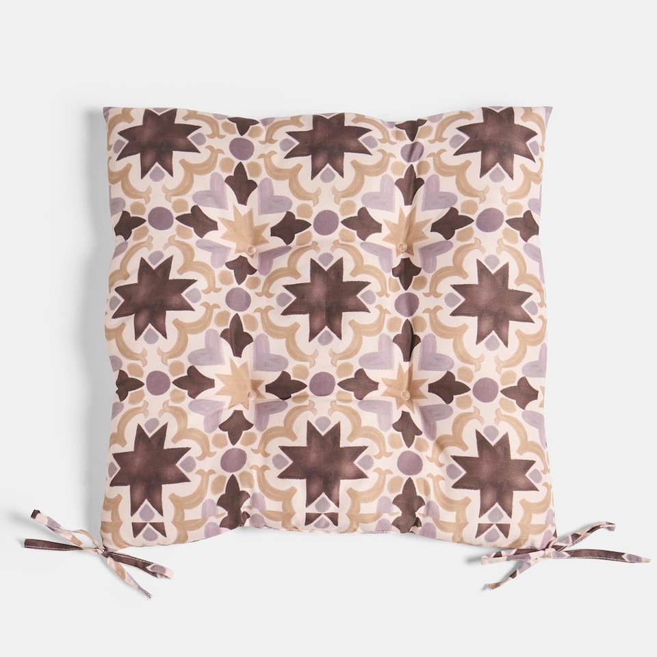 image 1 of OHS 2 x Tiles Garden Chair Cushions Outdoor Seat Pads | Multi | Natural