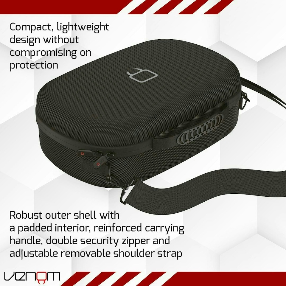image 1 of Venom VR Headset Storage and Carry Case for Meta Quest 2 and Meta Quest 3 Black