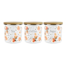 Painted Tangerines Tea, Coffee & Sugar Large Kitchen Canisters - Set of 3