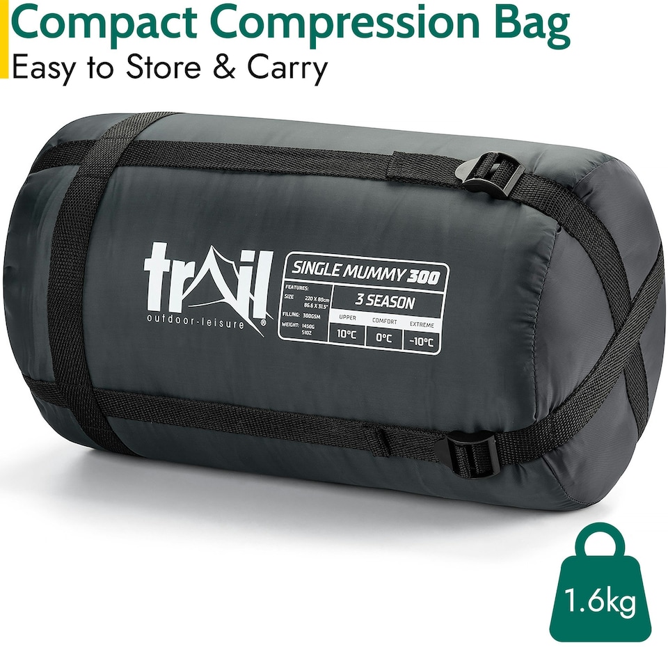 image 1 of Mummy Sleeping Bag - Charcoal