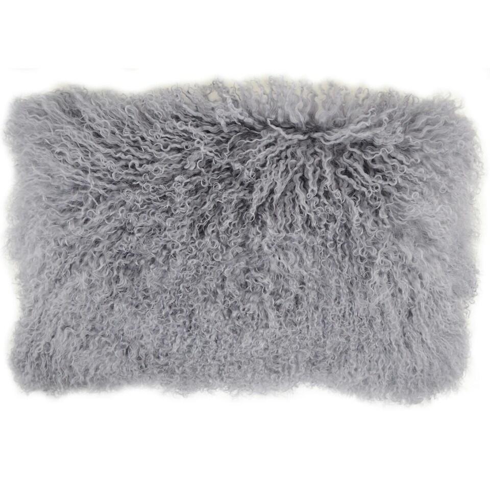 image 1 of SNUGRUGS Mongolian Sheepskin Cushion - Rectangular - 30cm x 50cm Black | 30cmx50cm