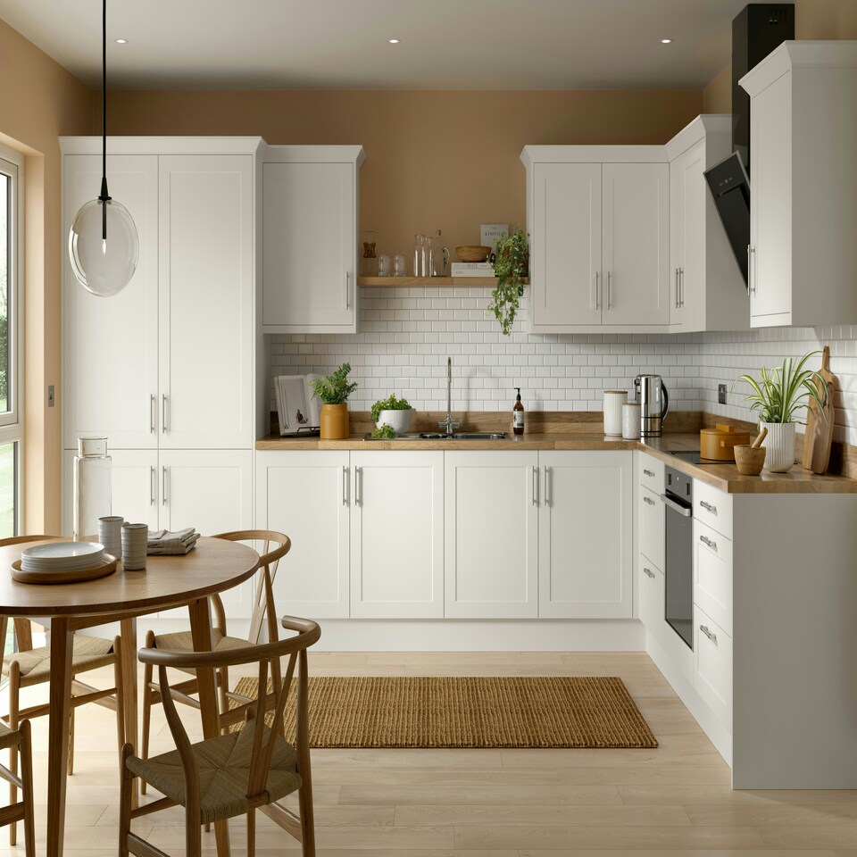image 1 of 3 Drawer Base Unit 600mm w/ Shaker Cabinet Door - Ultra Matt White White | Ultra Matt White