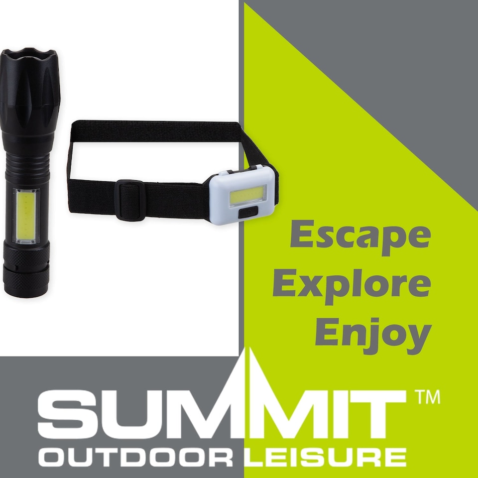 image 1 of vfm-estore Torch Set 3W Focus Beam Head Light USB Rechargeable, 3–4 hr Charge