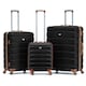 image 1 of Flight Knight Suitcase Set, Large Suitcase, Extra Large Suitcase, Cabin Suitcase 55x40x20cm - 60+ Airlines Approved - EasyJet, Jet2, Ryanair Priority Carry On | Black | Black/Tan | Large