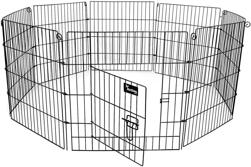 image 1 of Actiaspet Black Metal Drop Pin Play Pen Available in 4 Different Sizes (Black, Small, 8)