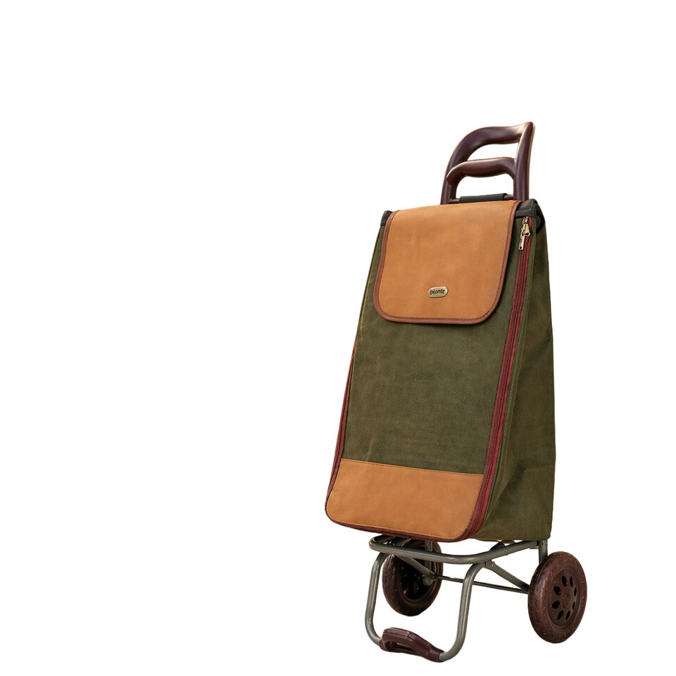 image 1 of 2 Wheel Faux Leather Lightweight Foldable Shopping Trolley 30 x 39 x 60 cm