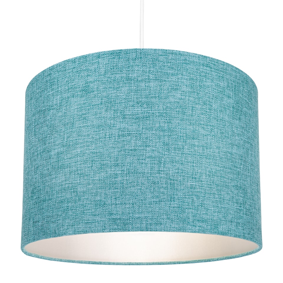 image 1 of Contemporary and Sleek 10 Inch Teal Linen Fabric Drum Lamp Shade 60w Maximum | Blue