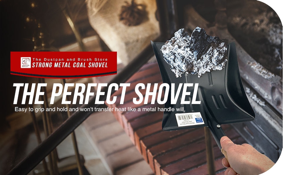 image 1 of Strong Metal Coal Shovel with Wooden 9" Handle Wide Metal Shovel Large Scoop to Easily Collect Coal, Ashes, Garden Wastes