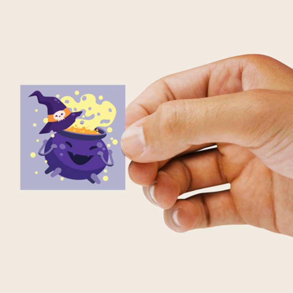 image 1 of Witchy Cauldron Halloween Square Stickers 60mm - Sheet of 12