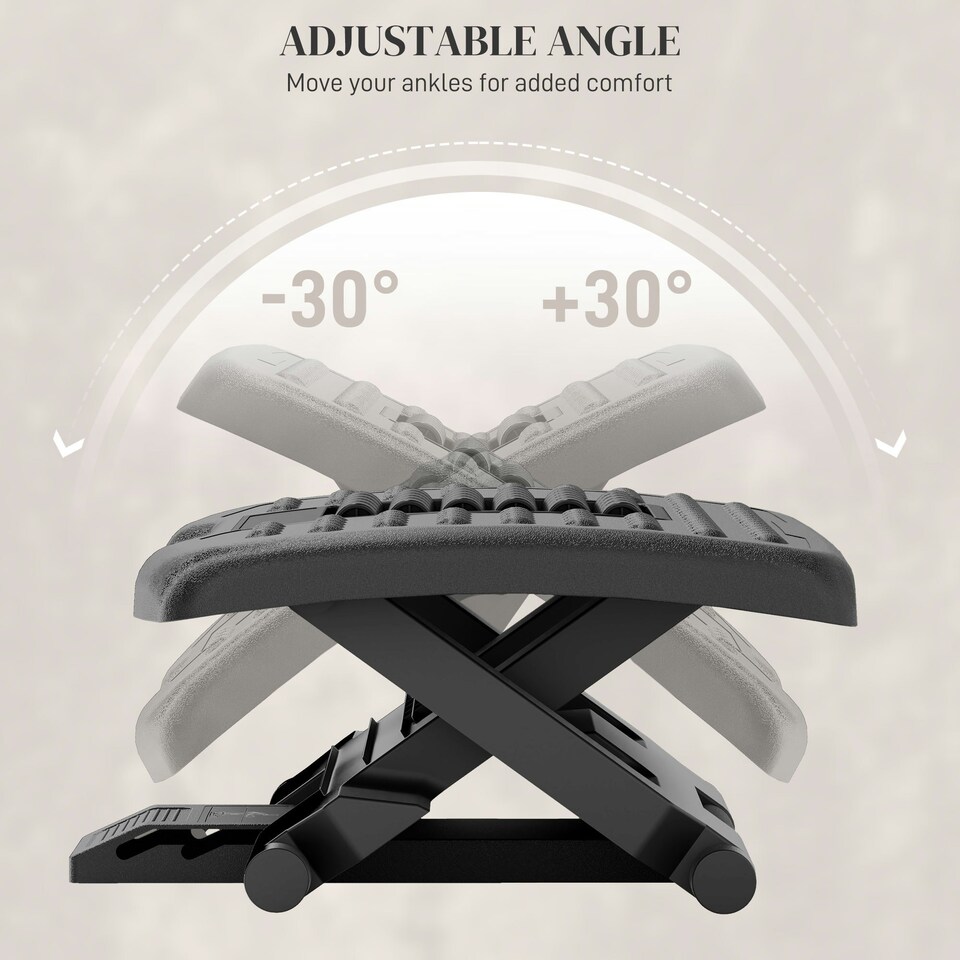 image 1 of Foot Rest for Under Desk with Massage Function, Adjustable Angle and Height Black