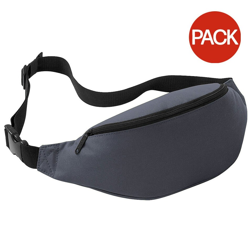 image 1 of Bagbase Adjustable Belt Bag (2.5 Litres) (Pack of 2) - Graphite - One Size Grey