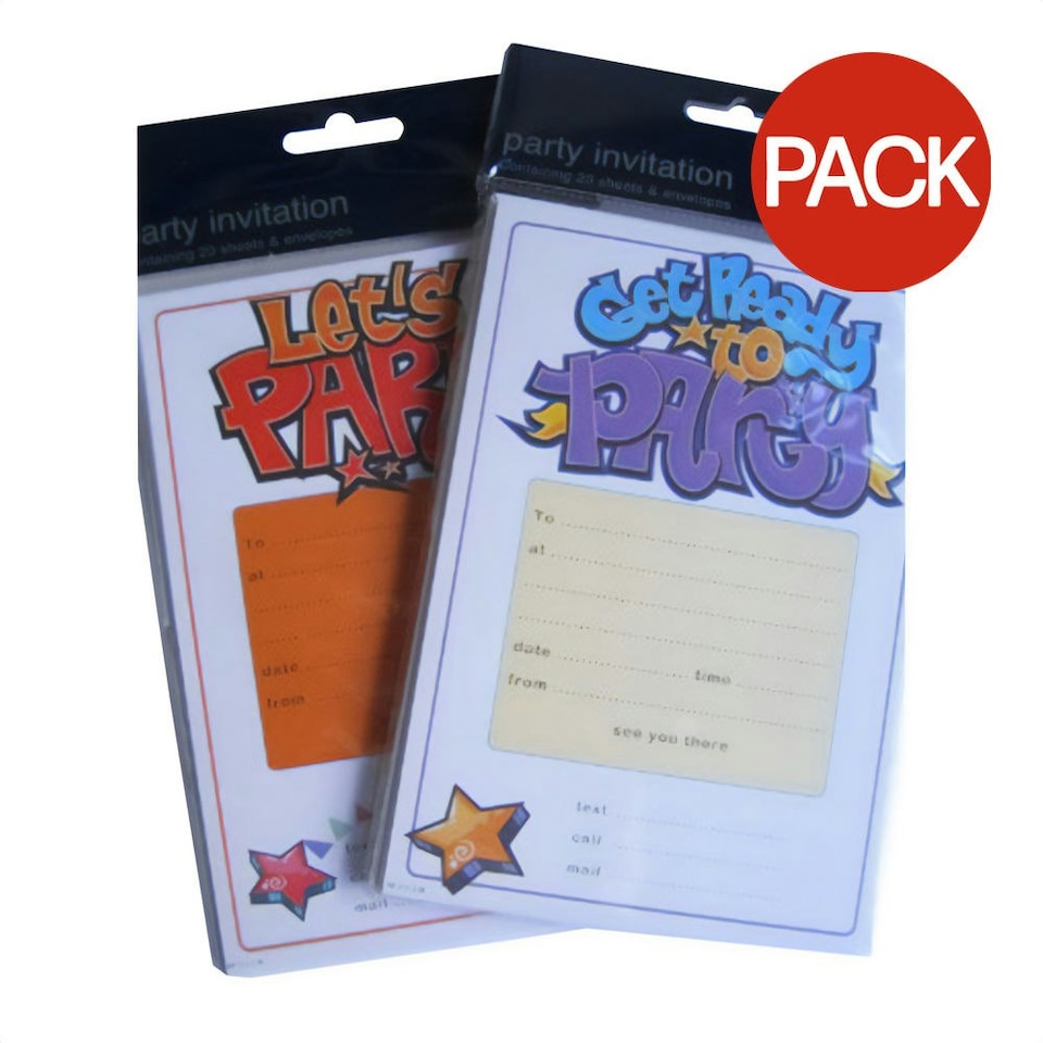 Simon Elvin Star Invitations (Pack of 20) - White/Multicoloured - One Size