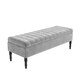 image 4 of Safar 90cm Ottoman Storage Bench - Plush Velvet Shoe Bench - Silver Lined Upholstery Storage Footstool