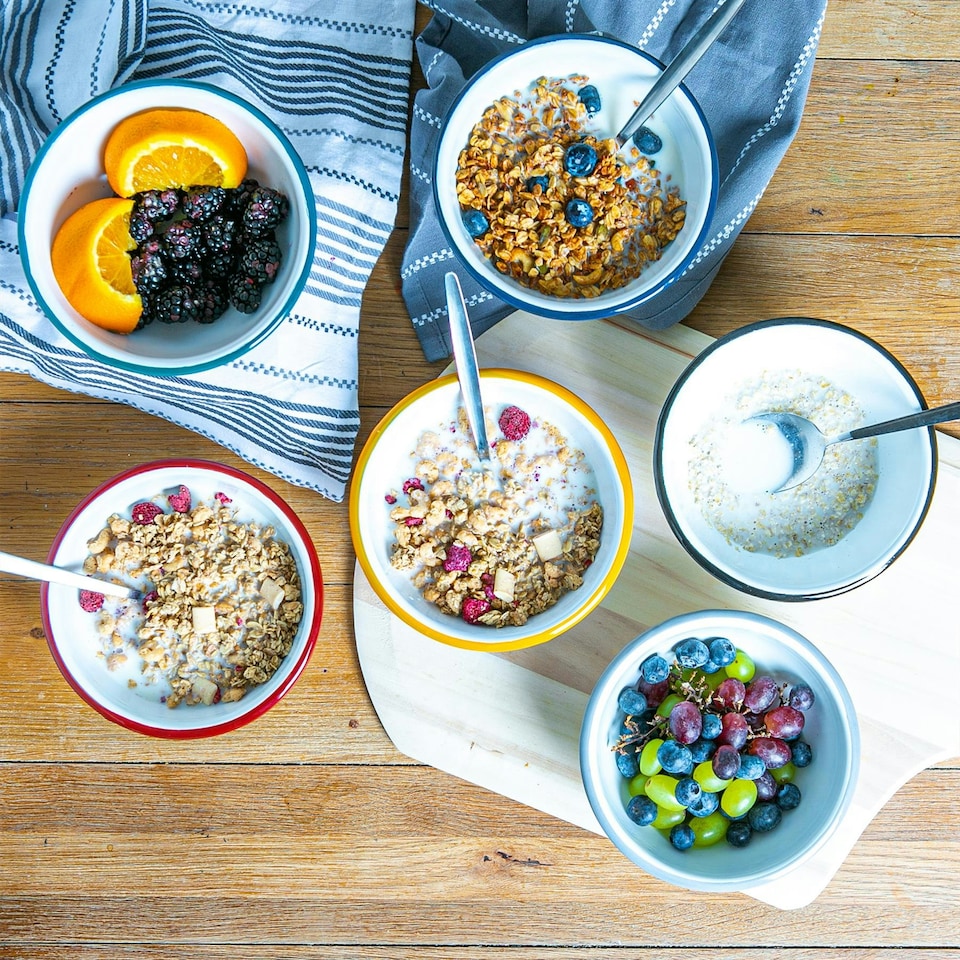 image 1 of Argon Tableware White Enamel Bowls - 16cm - 6 Colours