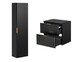 image 4 of Bathroom Cabinets Furniture Set Wall Hung 800mm Vanity Unit with Countertop and Tall Storage Cabinet Black Ribbed Fluted Adel