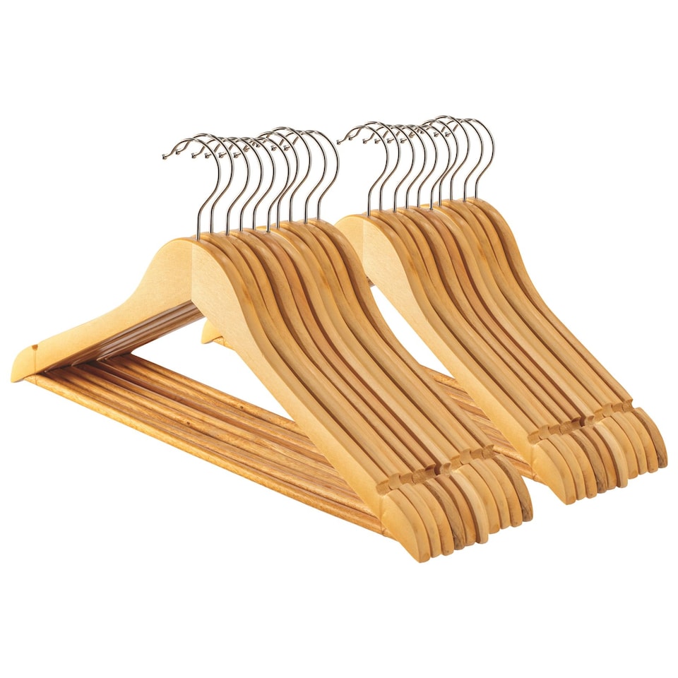 image 1 of Harbour Housewares Wooden Coat Hangers - Brown - Pack of 20
