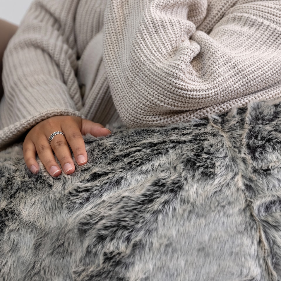 image 1 of Fluffy Giant Bean Bag Chair Adult - Grey with Bean Bag Filling | Grey | Arctic Wolf Grey | 1