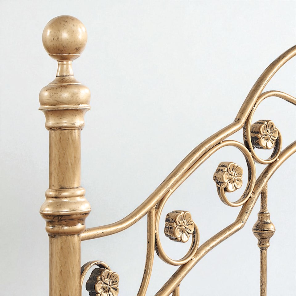 image 1 of Kensington French Style Antique Brass Effect Metal Bed Frame | Bronze | Antique Brass | Double