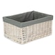 image 4 of White Wash Grey Lined Open Storage Baskets Set of 4 | Grey | Grey | Not provided