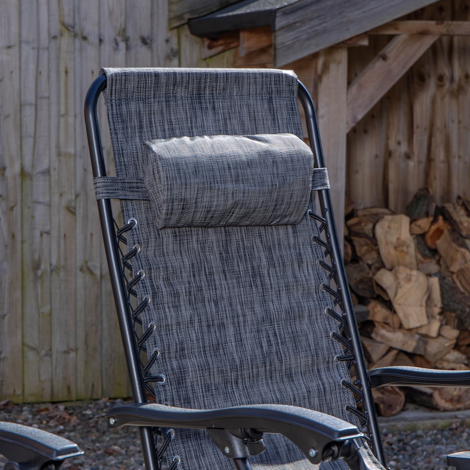 image 1 of Multi Position Garden Zero Gravity Relaxer Chair Sun Lounger in Mixed Grey | Grey | Grey