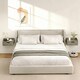 image 7 of HOMCOM Floating Nightstands Set of 2, Nightstand with Drawer | Grey | Natural wood | 40W x 30D x 19.5H cm