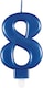 image 2 of Metallic Steel Blue Number 8 Birthday Candle 9cm