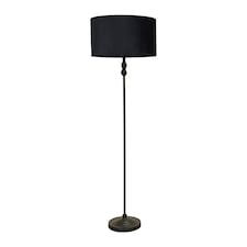 ValueLights Maggie Black Candlestick Floor Lamp Black Velvet Shade | Black