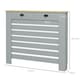 image 7 of HOMCOM Radiator Cover with Drawer, Horizontal Slat, 111cm, Grey