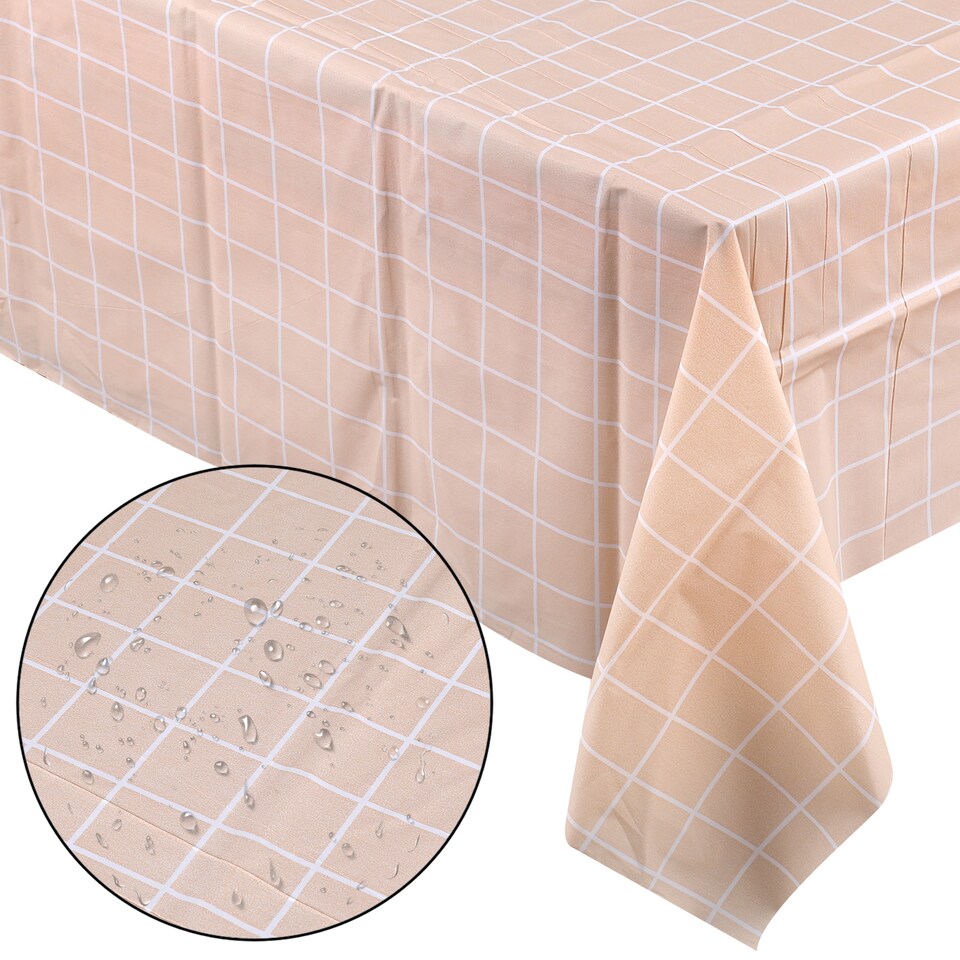 image 1 of Checkered Rectangular Tablecloth, PVC Plastic Table Cover - 137x180cm