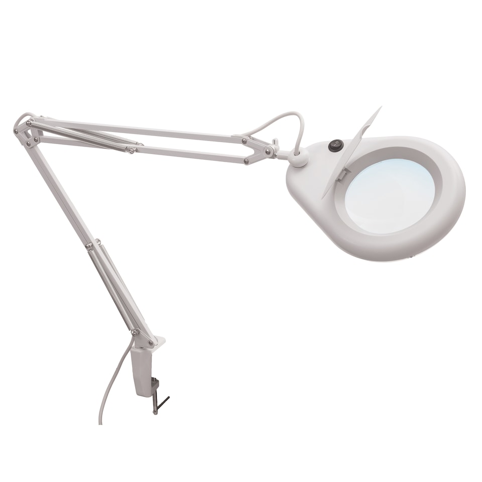 image 1 of PURElite LED Swivel Magnifying Lamp - Clip-on Table & Desk Lamp, Flexible Neck, 10cm Lens with 2x Magnification