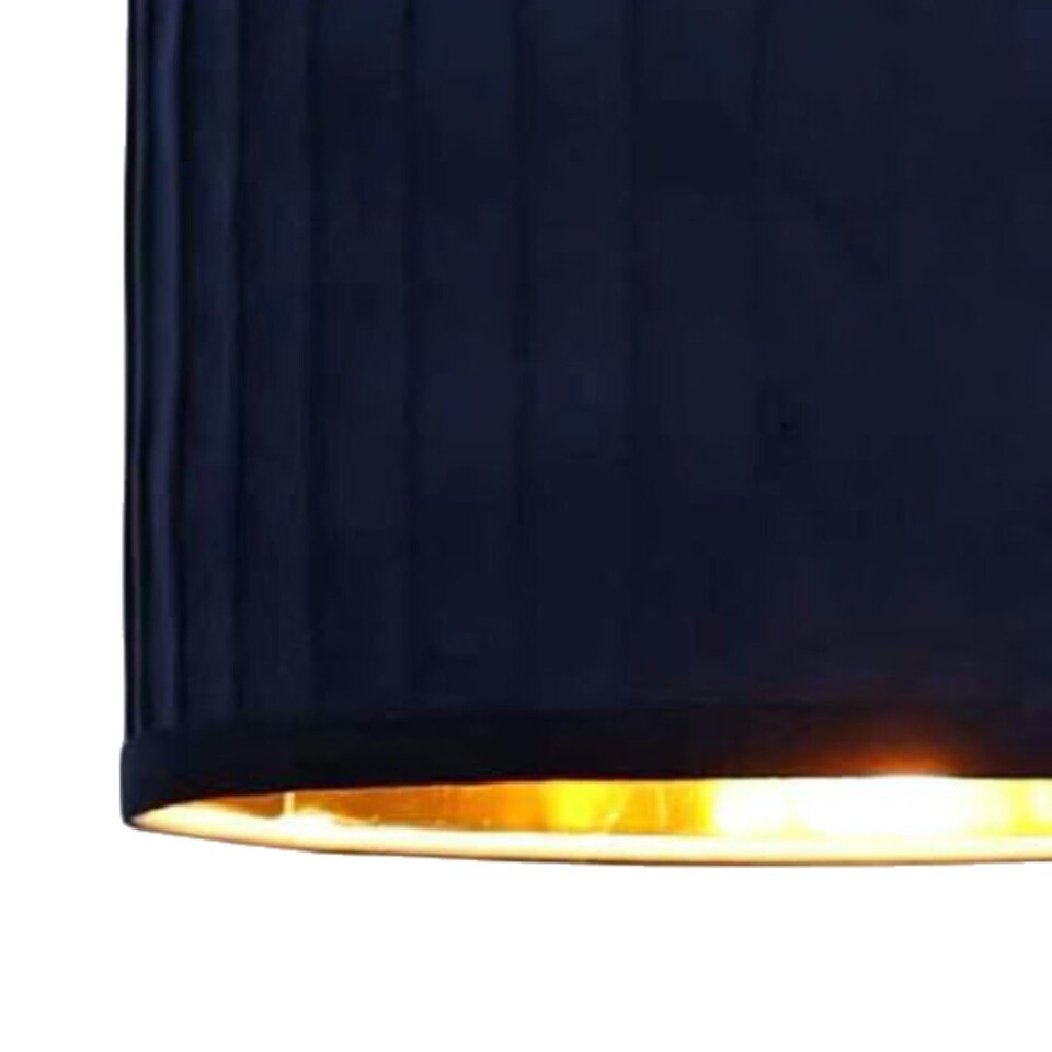 image 1 of Set of 2 Sundance - Navy Blue Velvet Pleated 30cm Lamp Shades with Gold Inner | Blue | Gold | Large | 2
