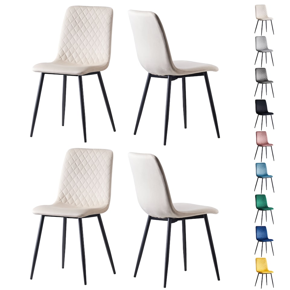 image 1 of Dining Chairs Velvet Fabric Lexi Set of 4 Beige by MCC