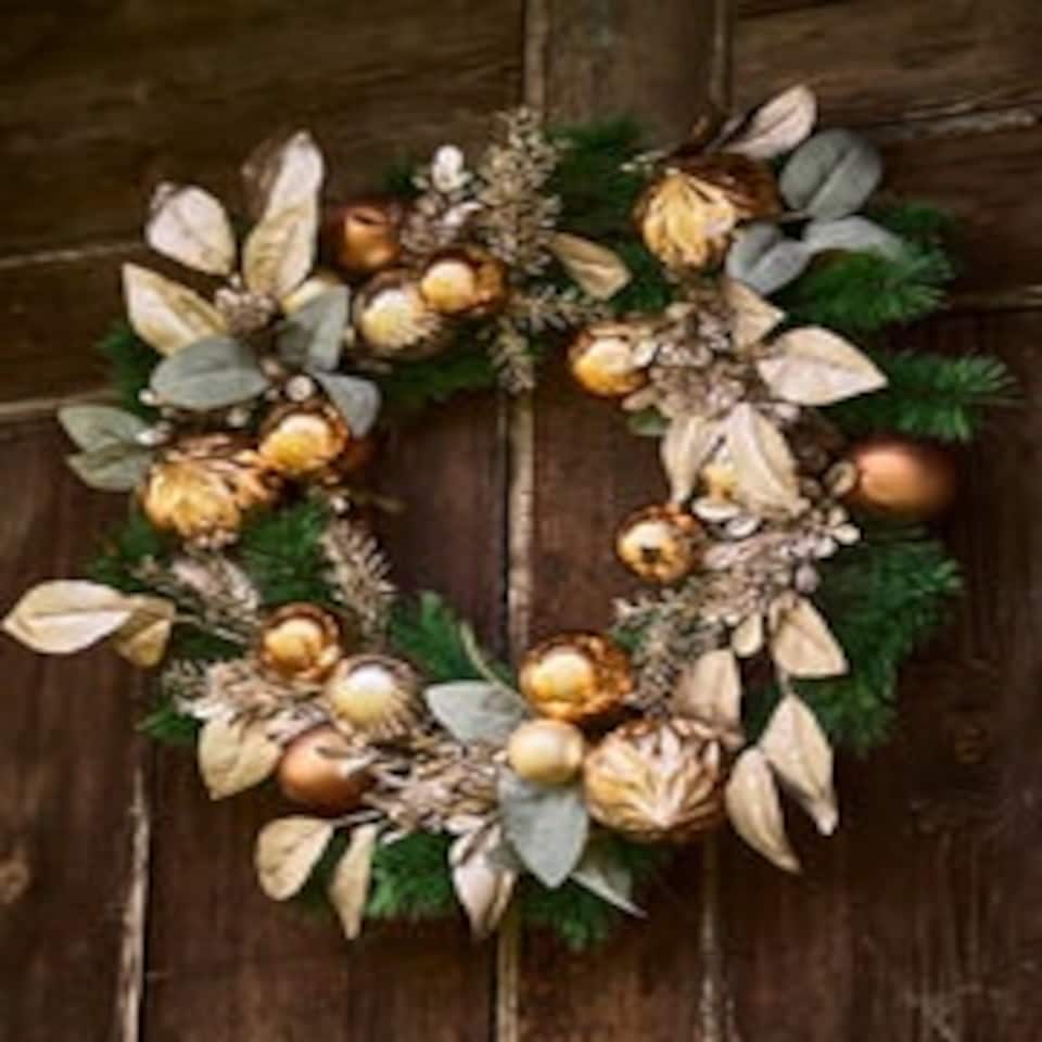 image 1 of Metallic Magic Bauble Wreath 55cm