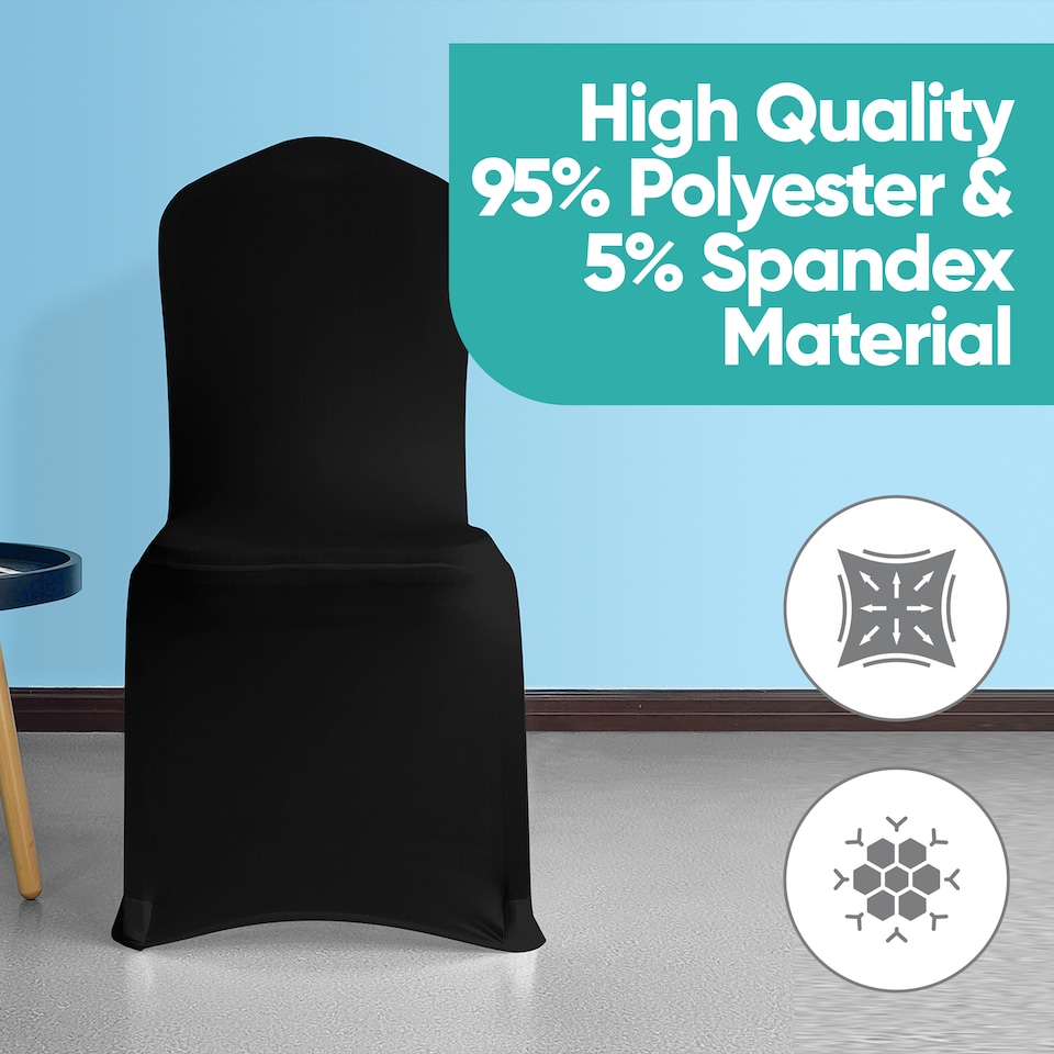 image 1 of Chair Cover Spandex Polyester Stretch, Flat Dining Slipcovers - 10pcs