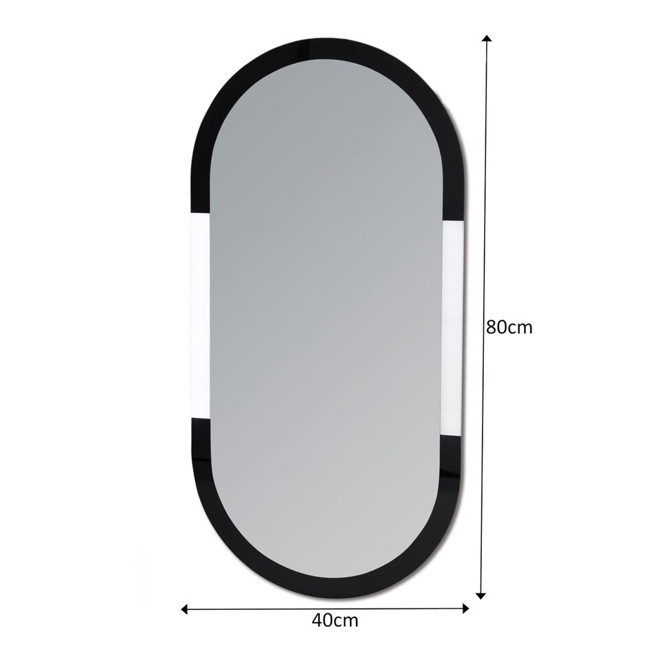 image 1 of Showerdrape Putney Arched Oval Wall Mounted Black Framed Bathroom Mirror 80 x 40cm | Chrome | Mirror | 1