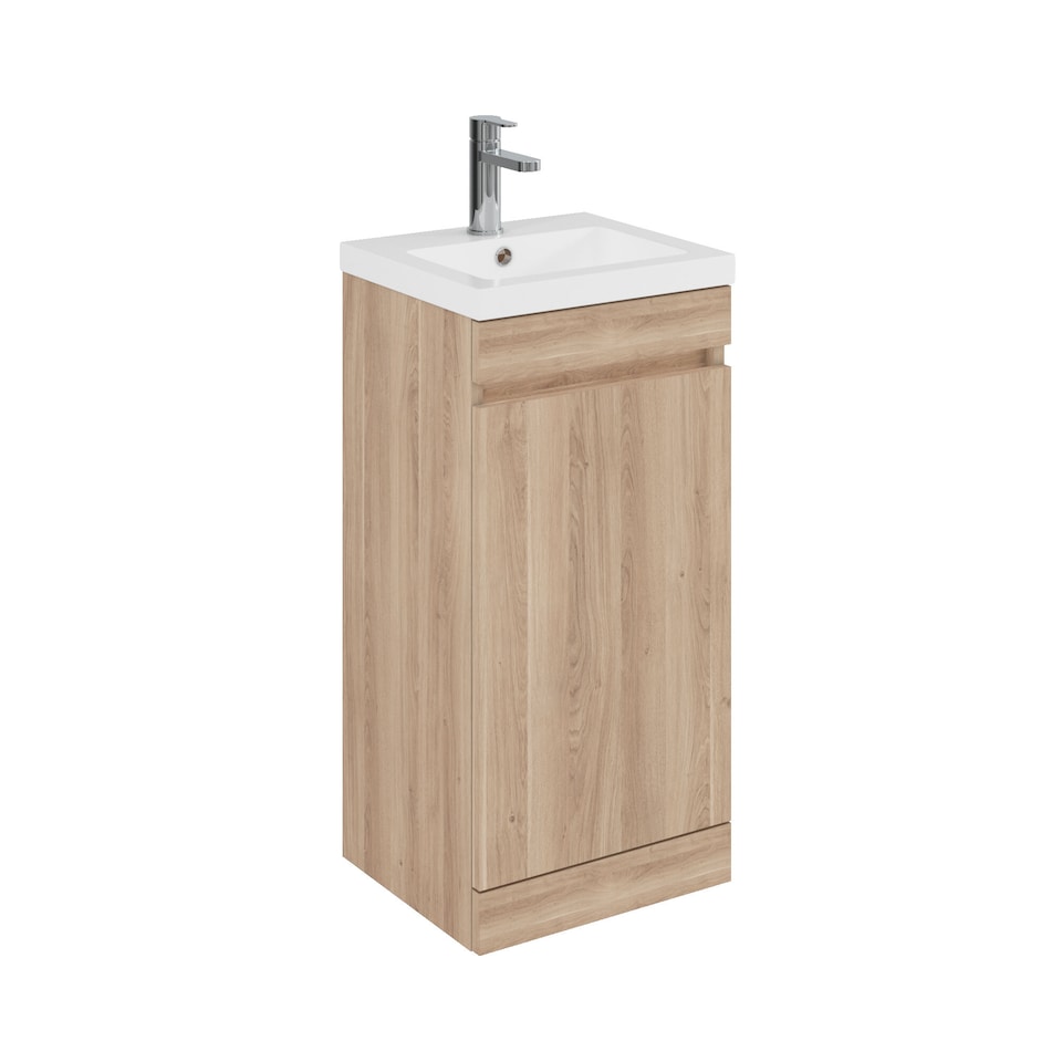 image 1 of Balterley Floor Standing 1 Door Compact Unit with Polymarble Basin | Brown | 800 x 400 x 353mm