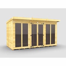 12ft x 6ft Pent Summer House (Full Height Window) - Wood - L178 x W358 x H201 cm Brown
