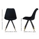 image 7 of Set of 6 Sofia Ergonomic Modern Dining Chairs Upholstered in Velvet, Metal Legs with Gold End Tips Black