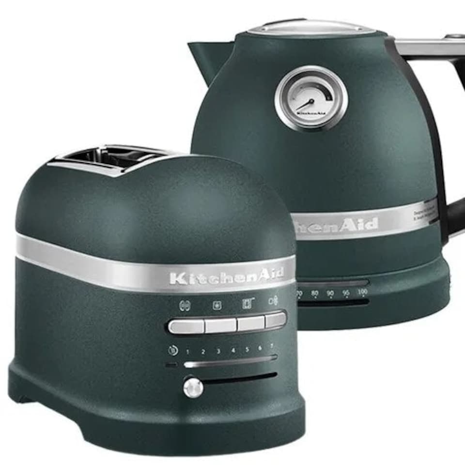 image 1 of KitchenAid Artisan Pebbled Palm 2 Slot Toaster and Kettle Set
