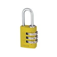 Abus Mechanical 145 Series Aluminium Combination Padlock - Yellow - 20 mm