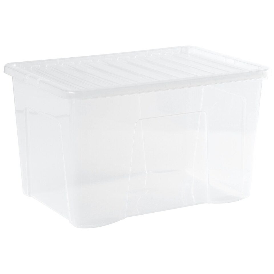 image 1 of Wham Crystal 4 x 102L Stackable Plastic Storage Boxes with Lids Clear Clear