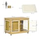 image 2 of PawHut Dog Crate Furniture End Table w/ Soft Cushion, Double Door - Oak Tone