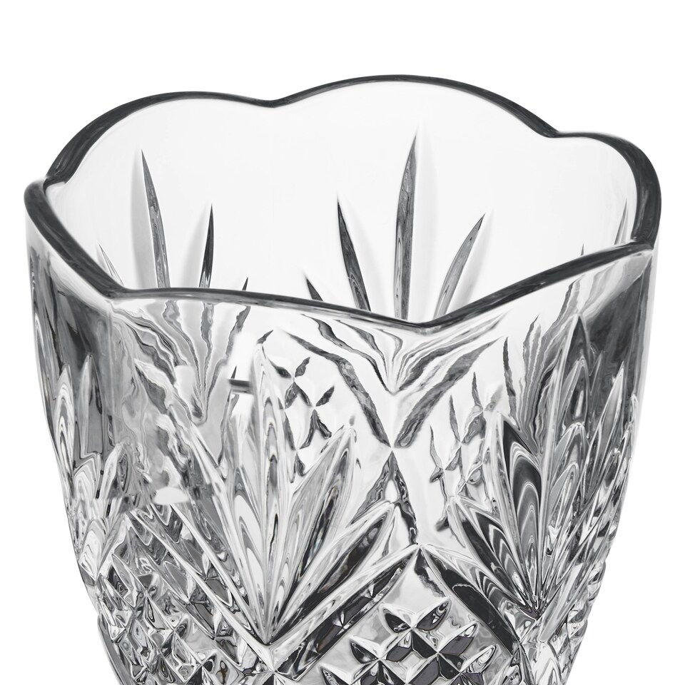 image 1 of Interiors By Premier Modern Crystal Scalloped Vase,Unique Clear Embossed Cylinder Vase,Fluted Design Decorative Vase  For Décor Clear