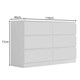 image 7 of FWStyle Carlton 6 Drawer Wide 3+3 Chest Of Drawers - Matt White