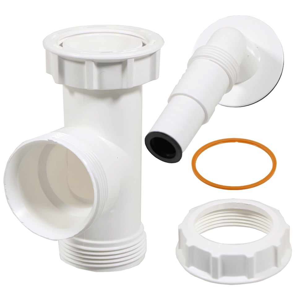 image 1 of SPARES2GO Appliance Trap Adaptor 40mm 1 1/2" Washing Machine Dishwasher Waste Pipe Tee Kit