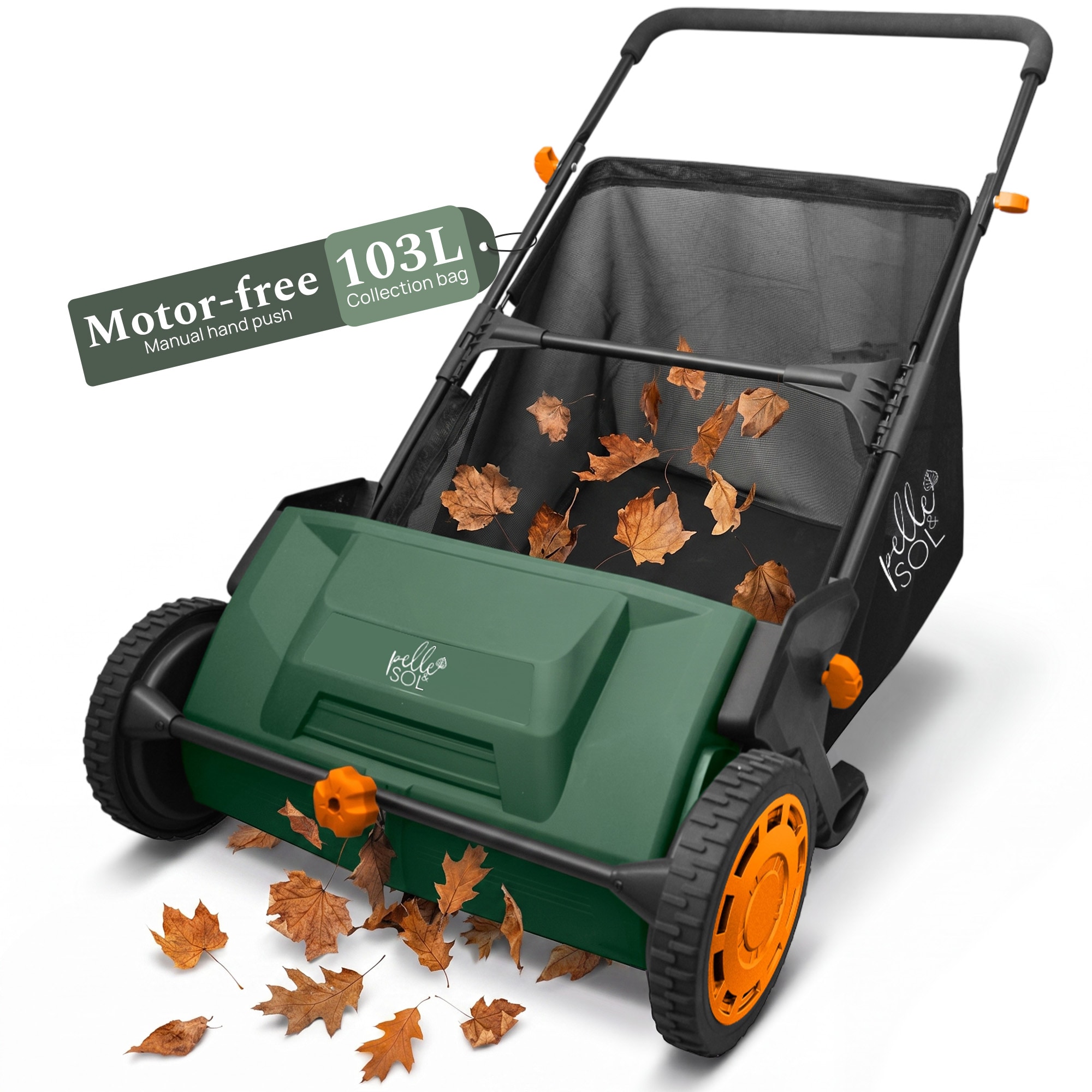 Pelle & Sol 21-Inch Manual Lawn Sweeper with 103L Bag