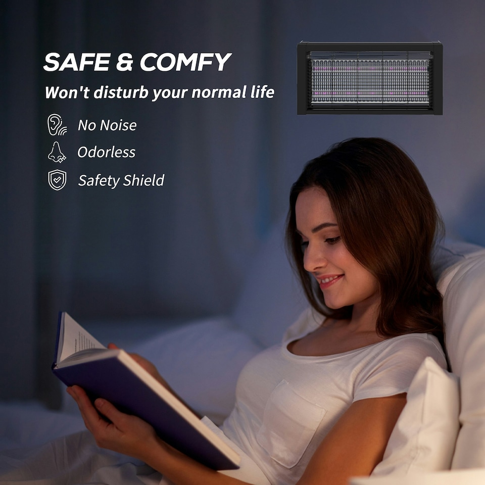 image 1 of HOMCOM Fly Killer with Infrared Light, Hanging / Freestanding, Black